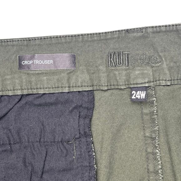 Kut From The Kloth Pants Womens 24W Olive Green Crop Trousers Pockets Slim Chino - Picture 9 of 12
